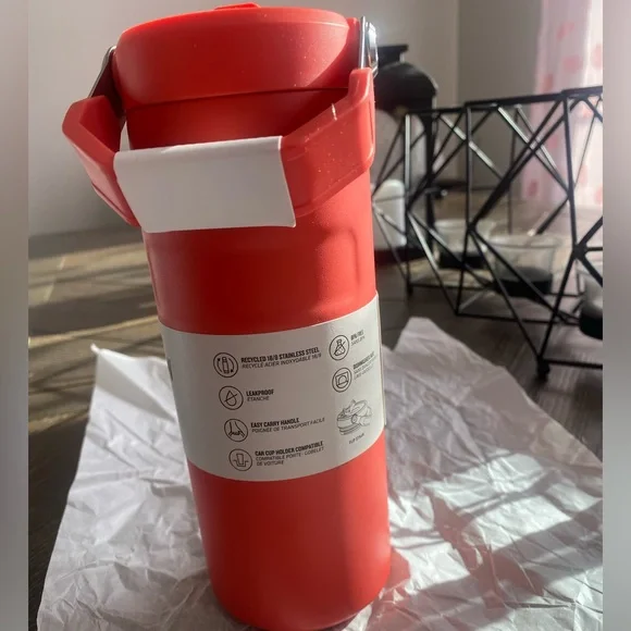 NWT Stanley The IceFlow™ Bottle with Flip Straw Lid | 16 OZ - Hot Coral - Picture 2 of 7